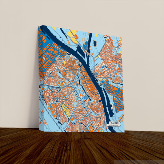 Kampen Netherlands Colorful City Map Canvas Print