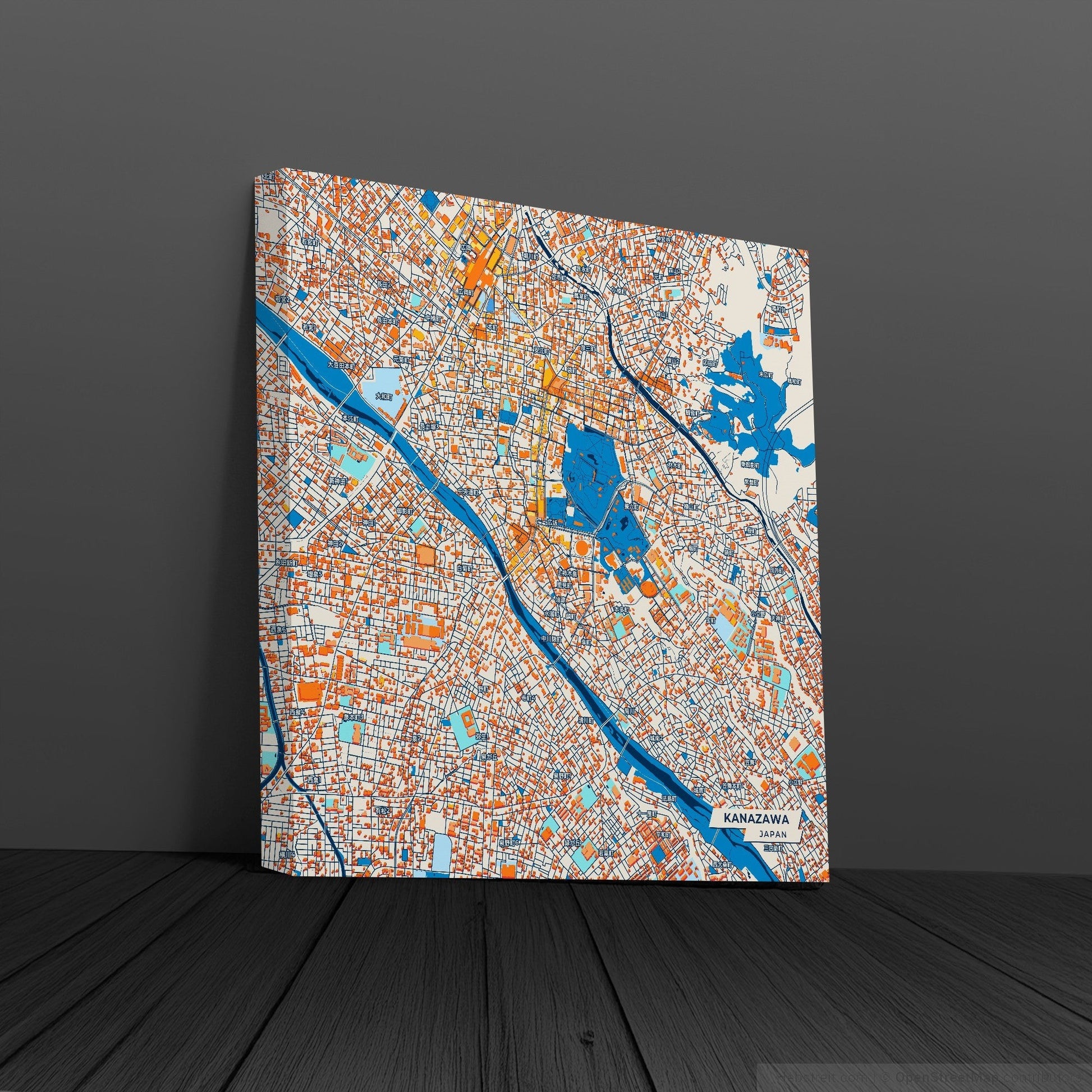 Kanazawa Japan Colorful City Map Canvas Print