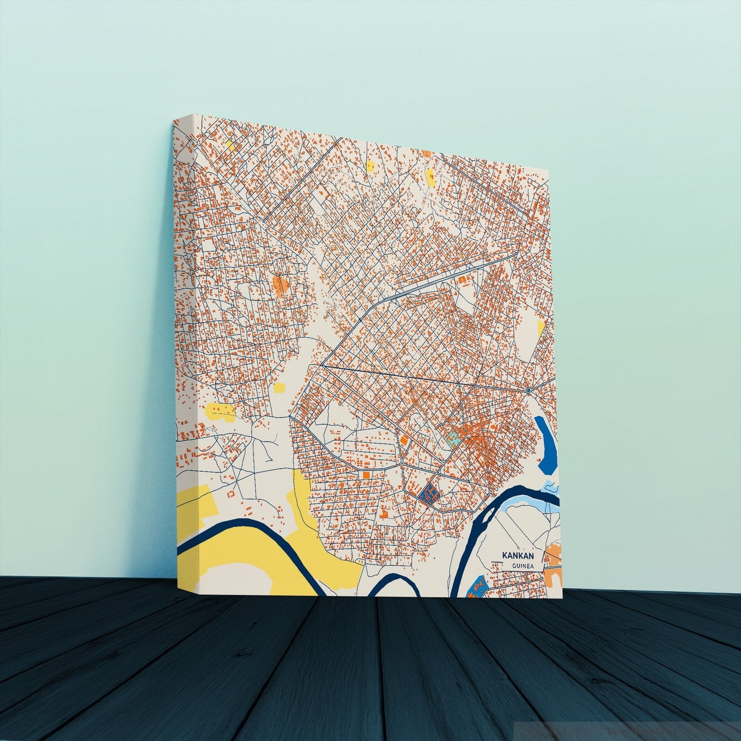 Kankan Guinea Colorful City Map Canvas Print