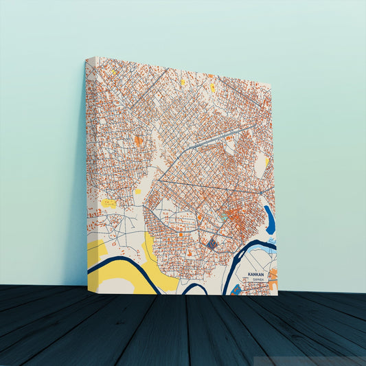 Kankan Guinea Colorful City Map Canvas Print