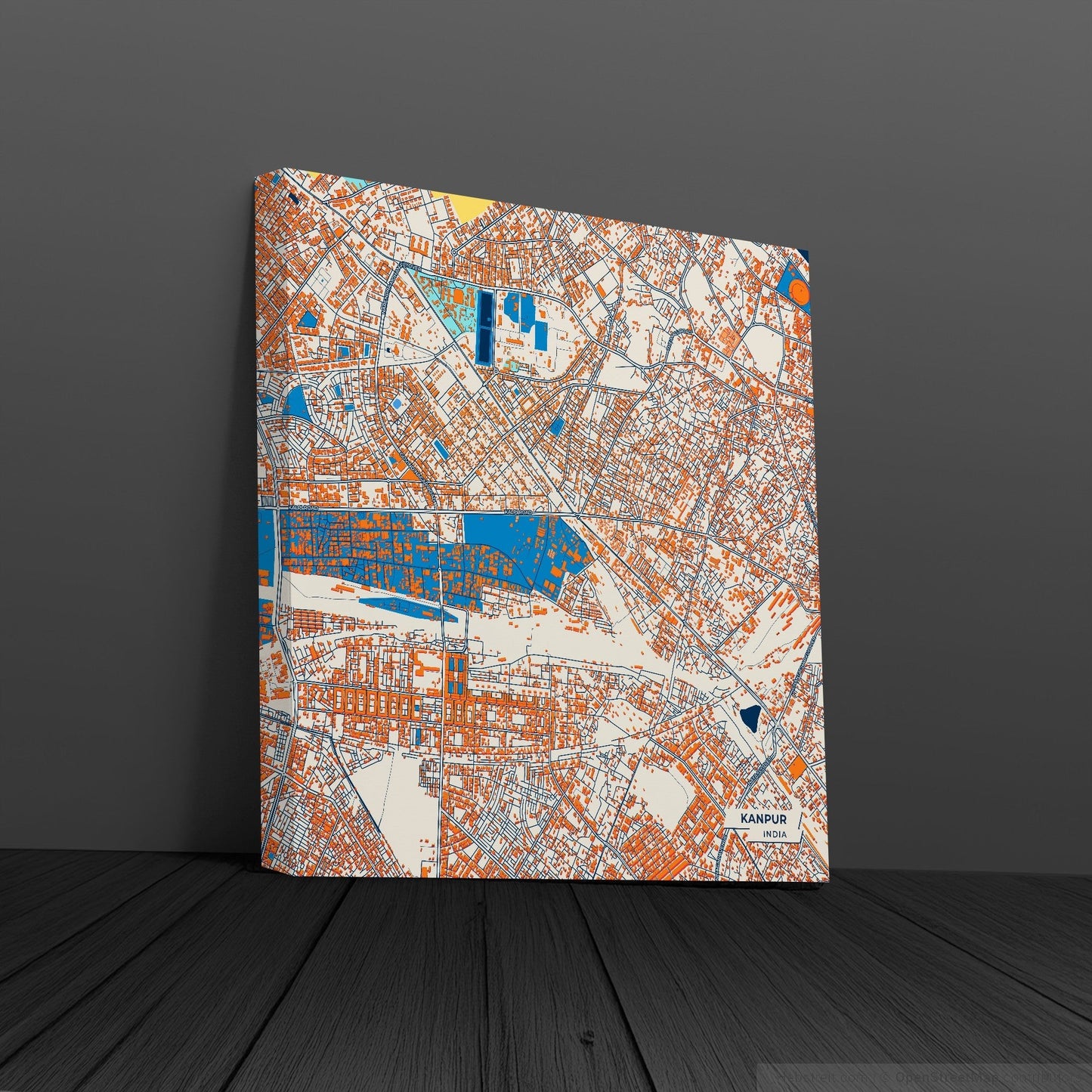 Kanpur India Colorful City Map Canvas Print
