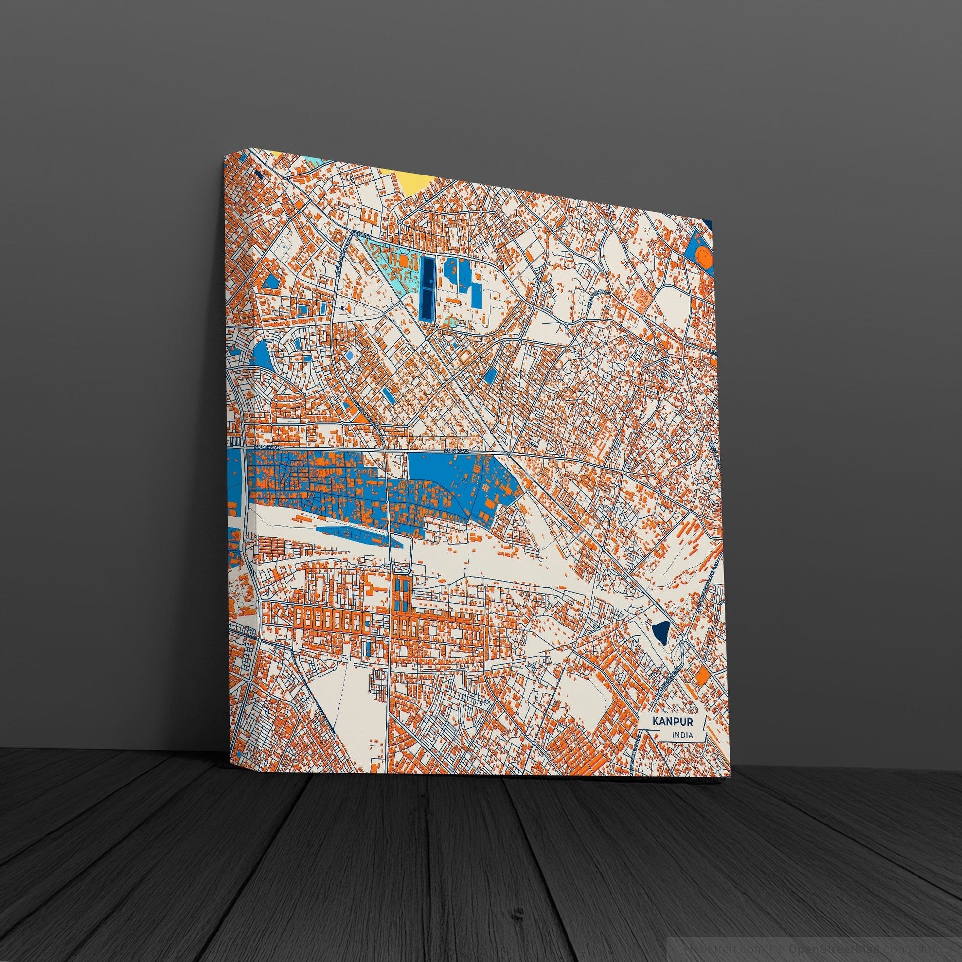 Kanpur India Colorful City Map Canvas Print