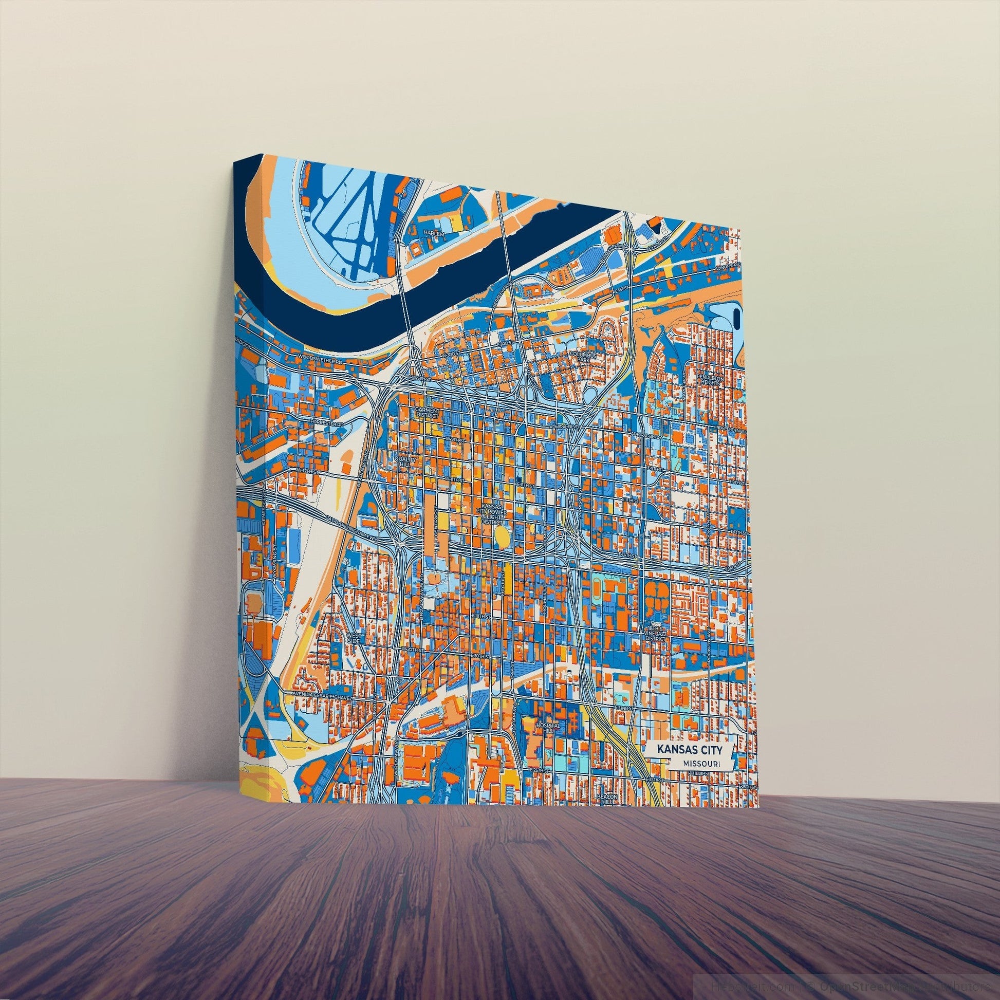 Kansas City Missouri Colorful City Map Canvas Print