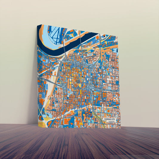 Kansas City Missouri Colorful City Map Canvas Print