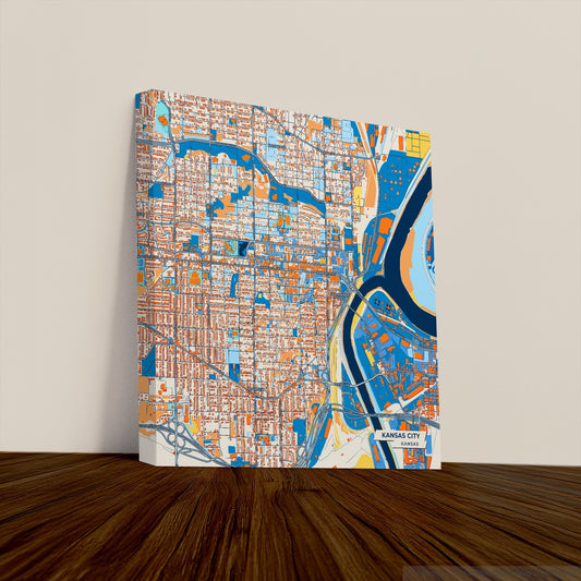 Kansas City Kansas Colorful City Map Canvas Print