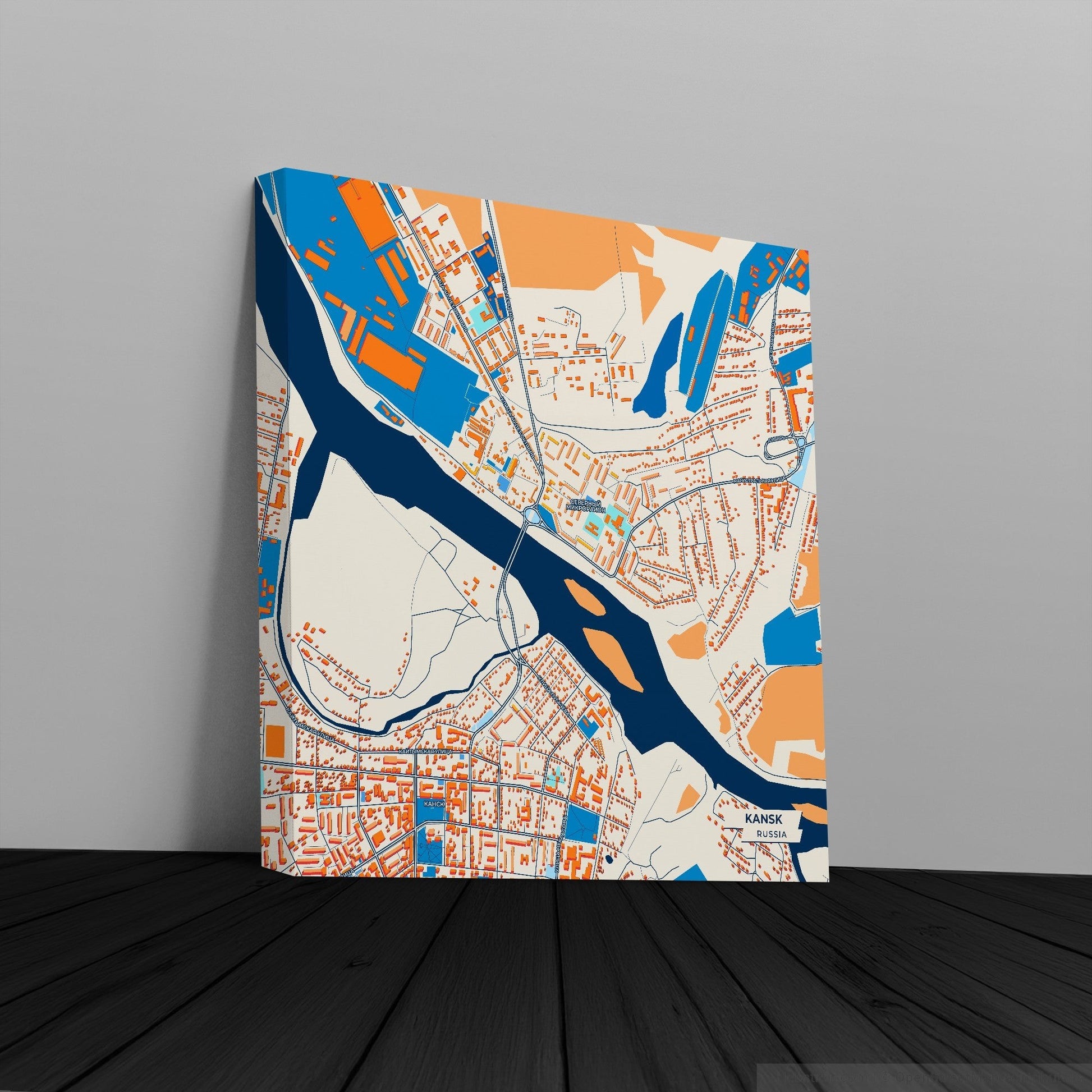 Канск Russia Colorful City Map Canvas Print