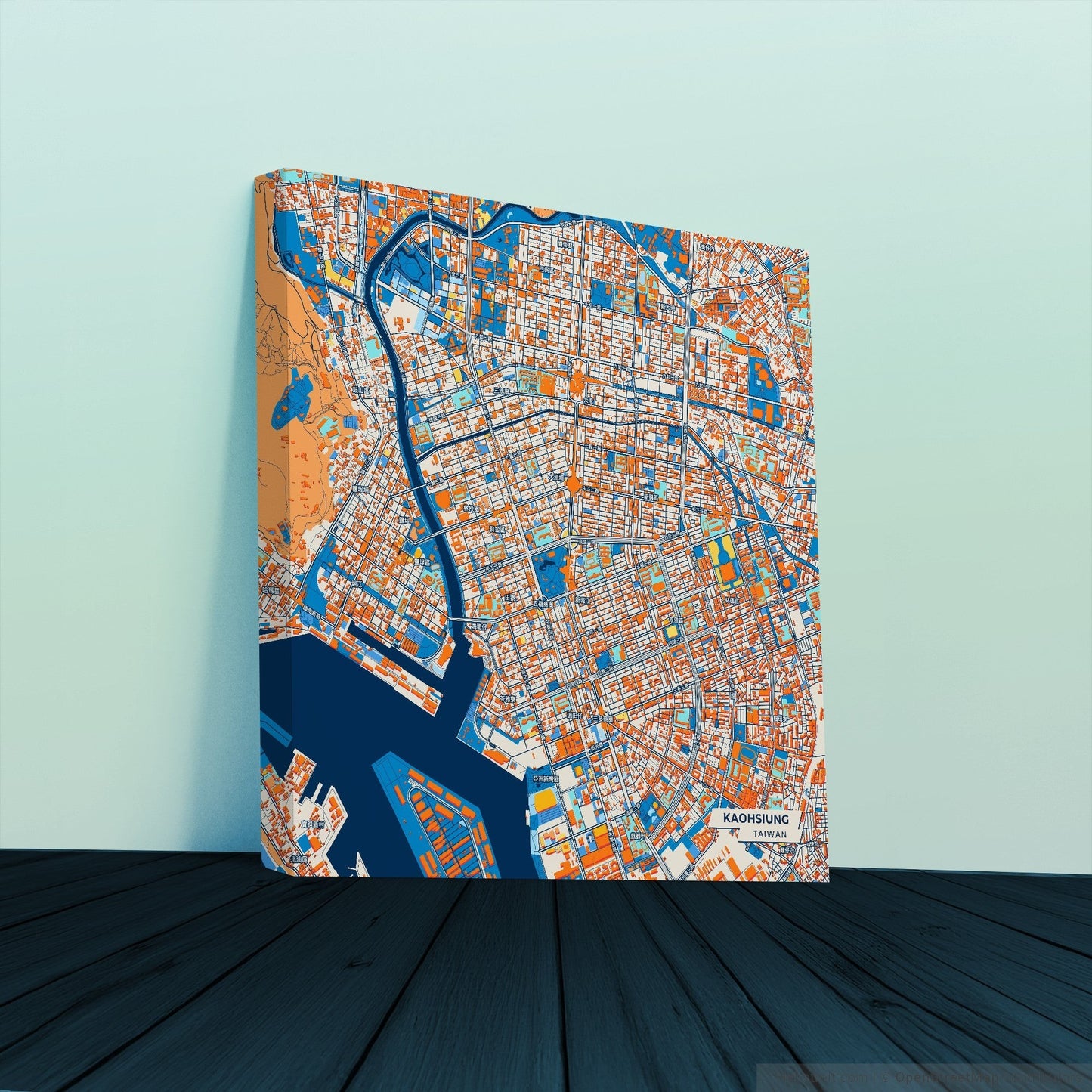 Kaohsiung Taiwan Colorful City Map Canvas Print