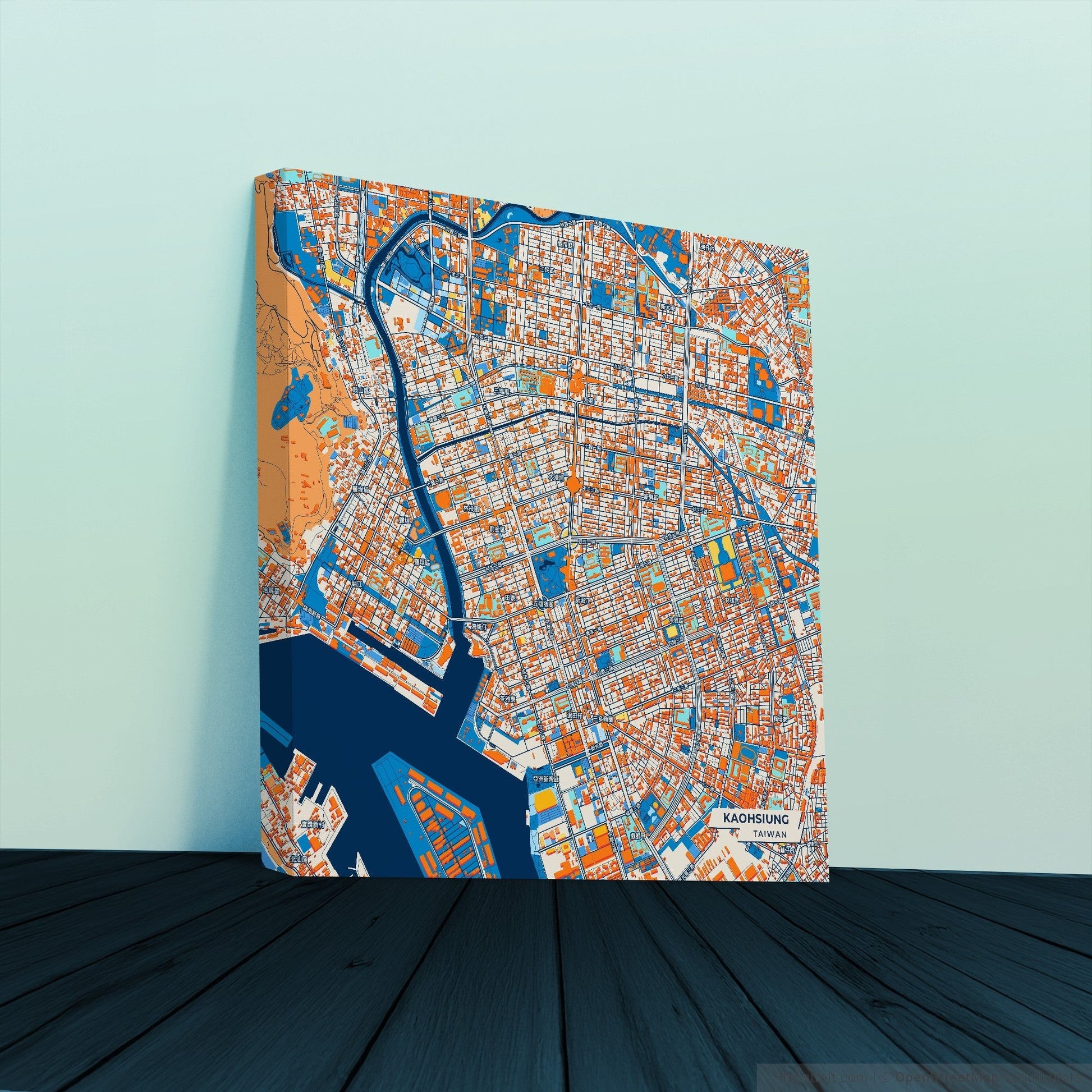 Kaohsiung Taiwan Colorful City Map Canvas Print