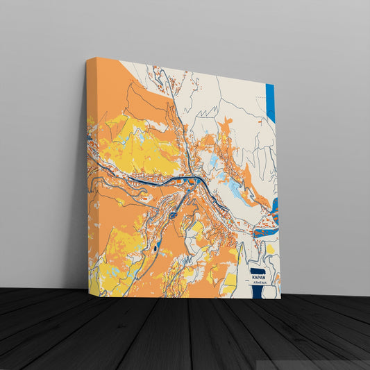 Kapan Armenia Colorful City Map Canvas Print