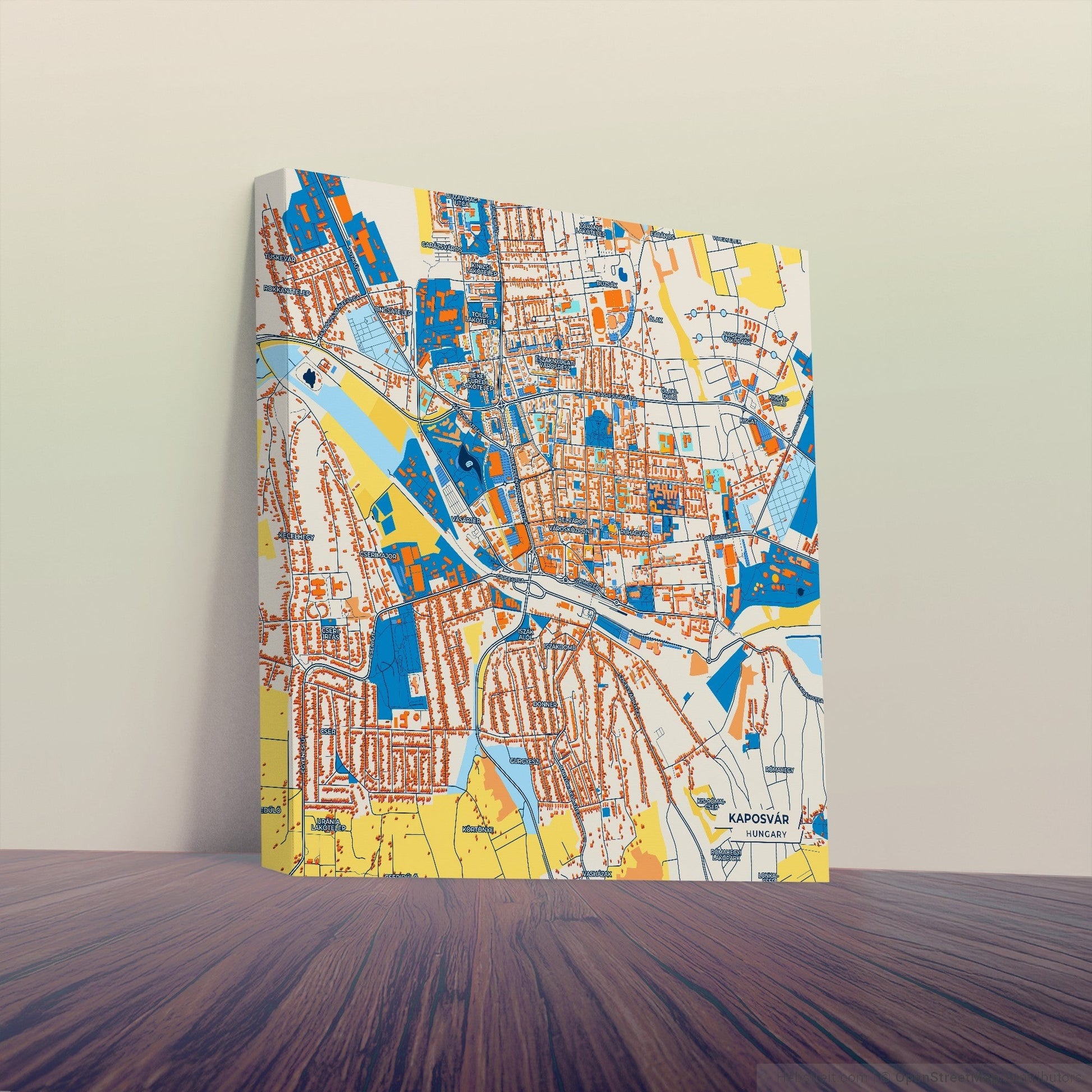 Kaposvár Hungary Colorful City Map Canvas Print