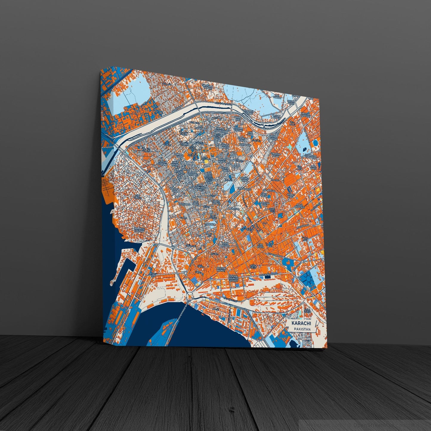 Karachi Pakistan Colorful City Map Canvas Print