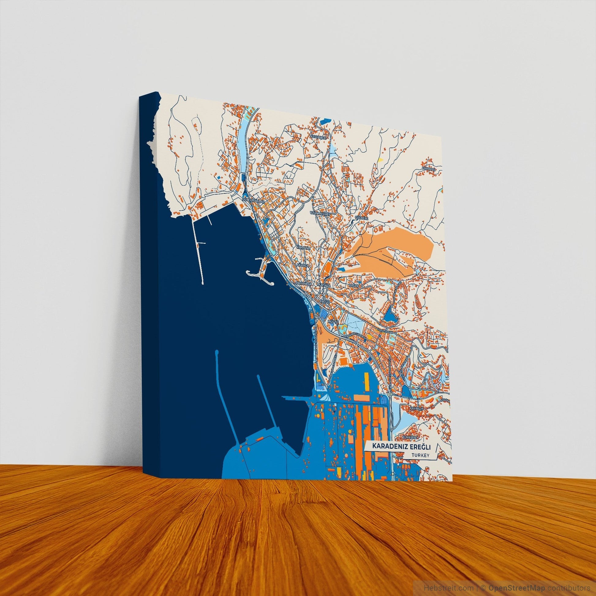 Karadeniz Ereğli Turkey Colorful City Map Canvas Print