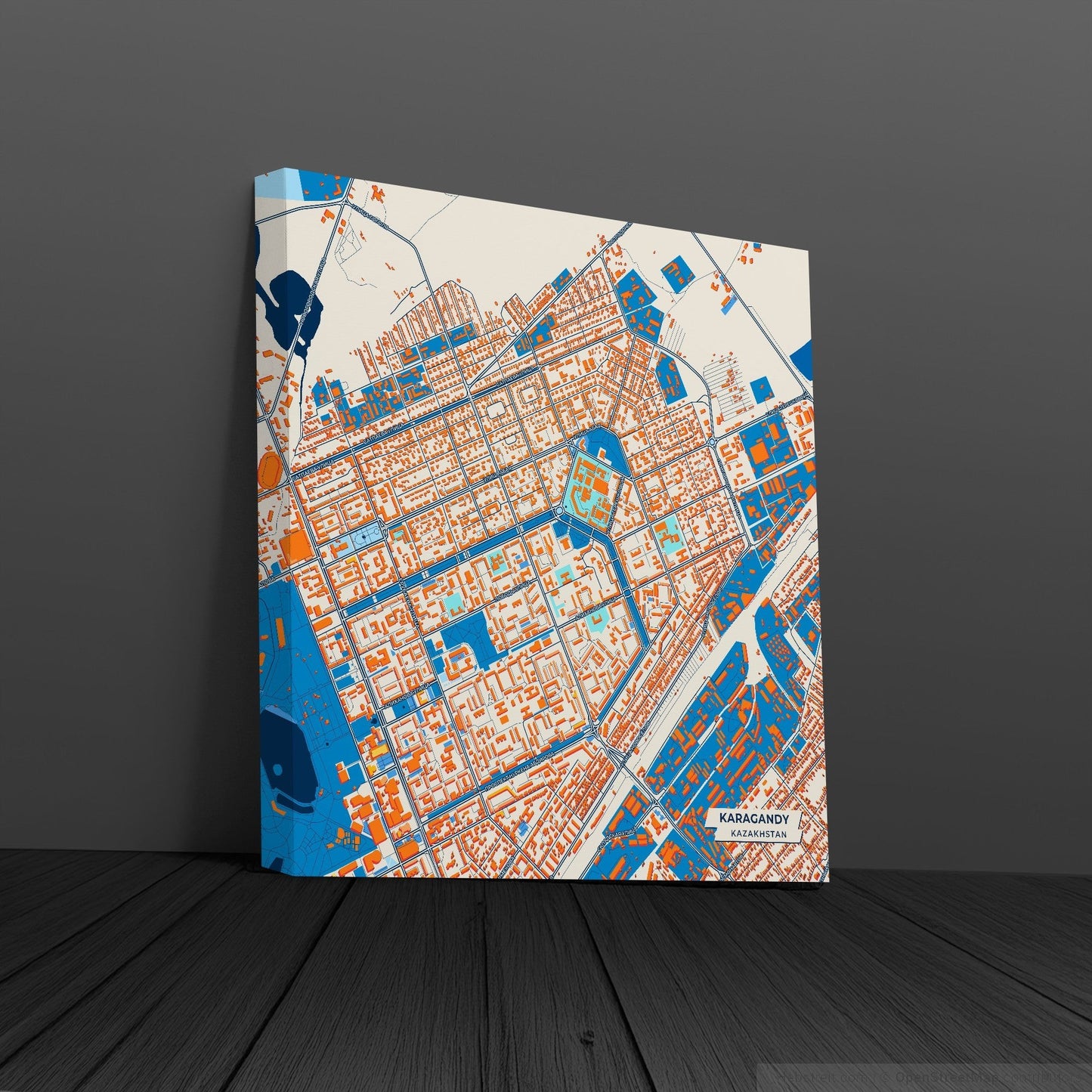 Karagandy Kazakhstan Colorful City Map Canvas Print
