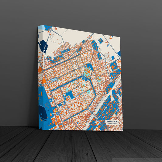 Karagandy Kazakhstan Colorful City Map Canvas Print