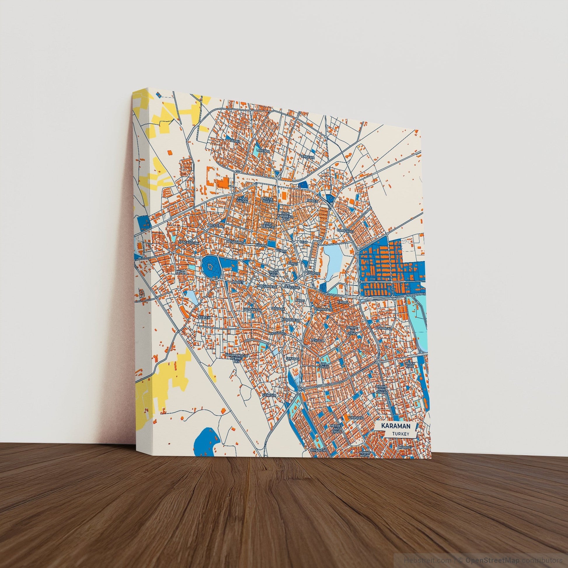 Karaman Turkey Colorful City Map Canvas Print
