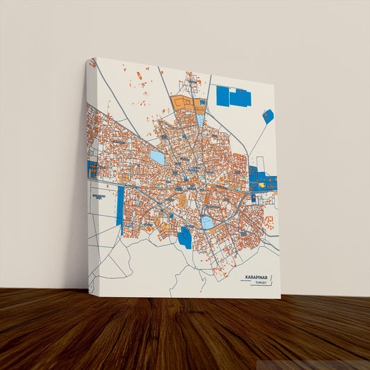 Karapinar Turkey Colorful City Map Canvas Print