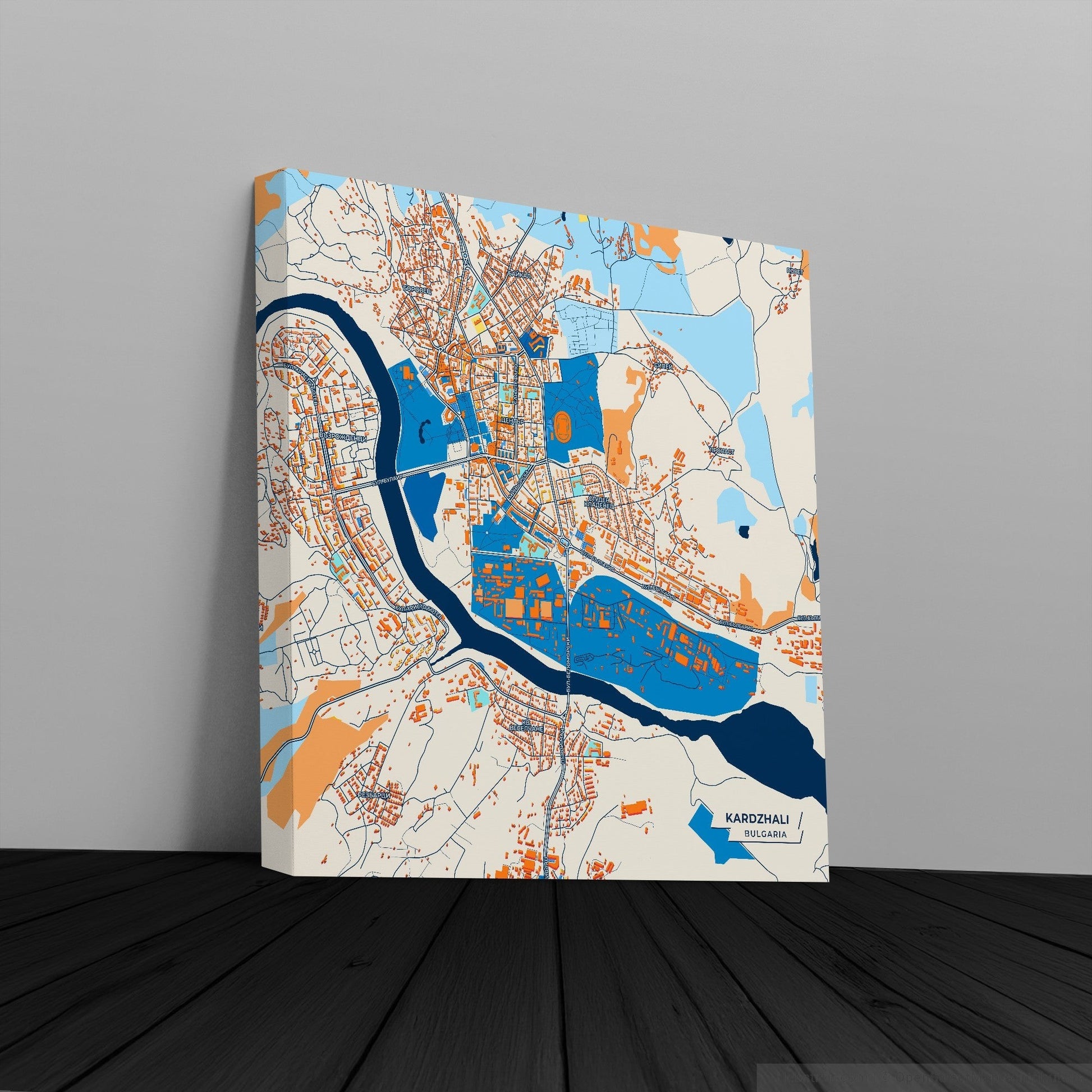 Кърджали Bulgaria Colorful City Map Canvas Print