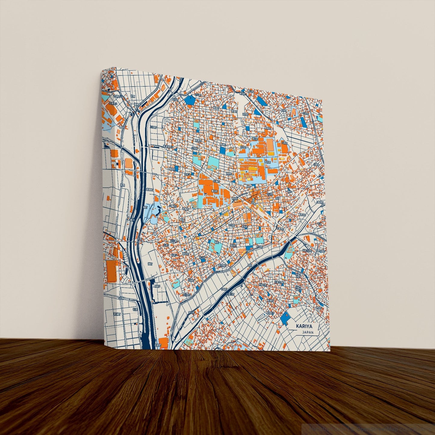 Kariya Japan Colorful City Map Canvas Print