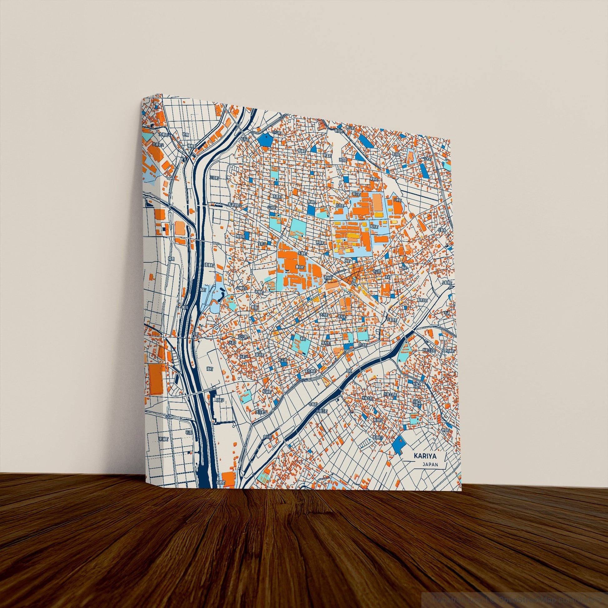 Kariya Japan Colorful City Map Canvas Print