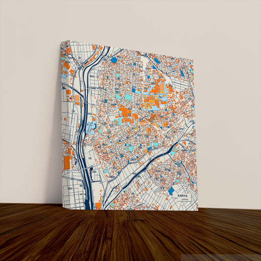 Kariya Japan Colorful City Map Canvas Print