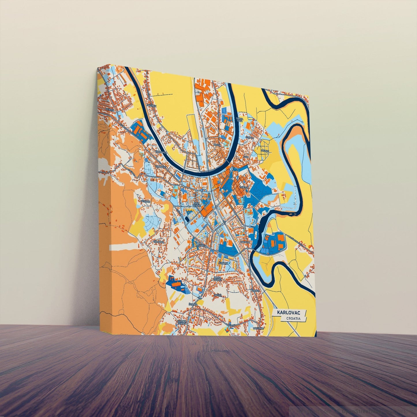 Karlovac Croatia Colorful City Map Canvas Print