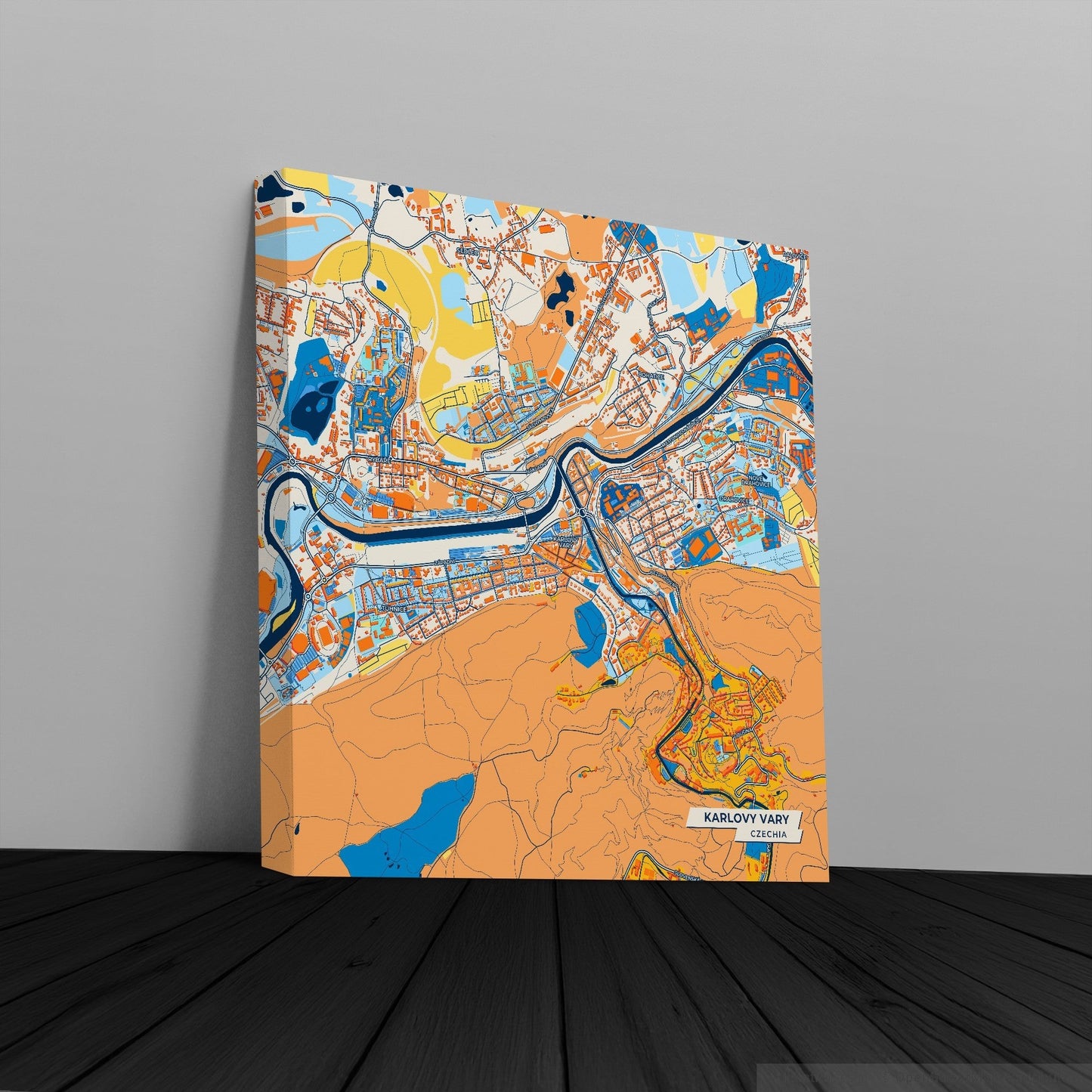 Karlovyvary Czechia Colorful City Map Canvas Print