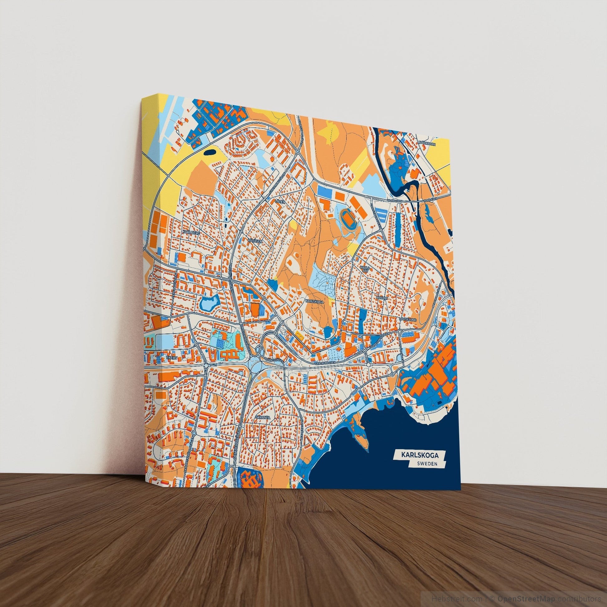 Karlskoga Sweden Colorful City Map Canvas Print