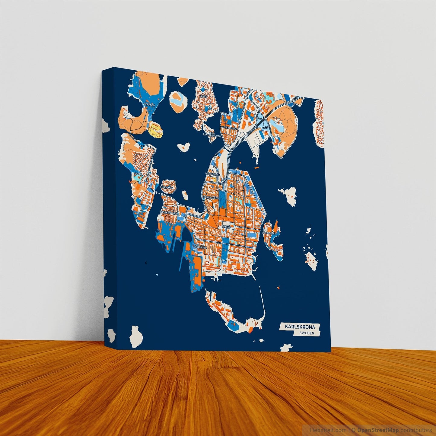 Karlskrona Sweden Colorful City Map Canvas Print