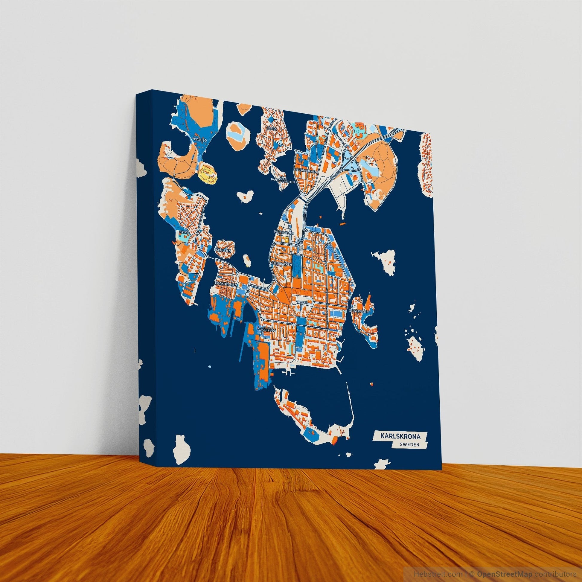 Karlskrona Sweden Colorful City Map Canvas Print