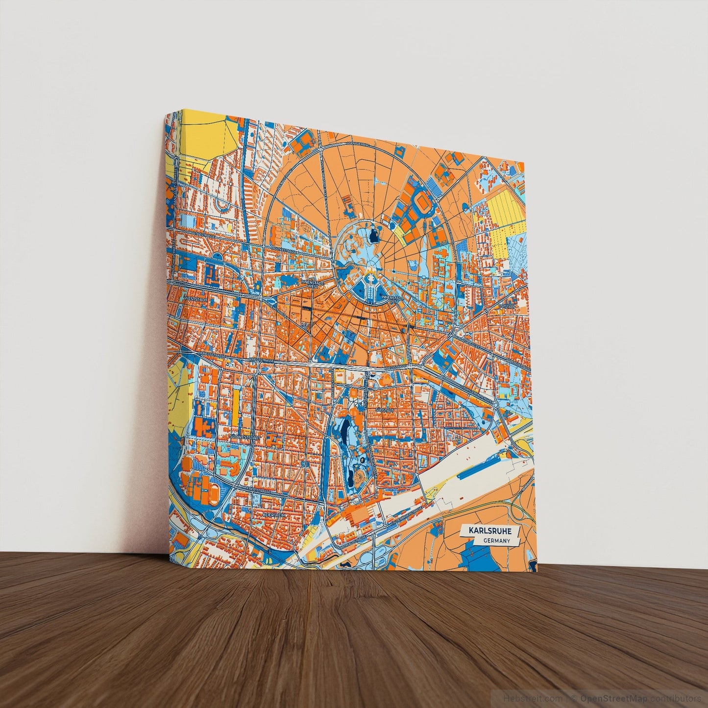 Karlsruhe Germany Colorful City Map Canvas Print