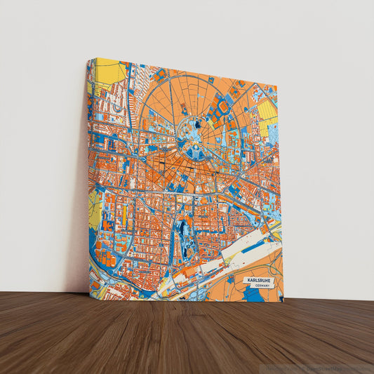 Karlsruhe Germany Colorful City Map Canvas Print