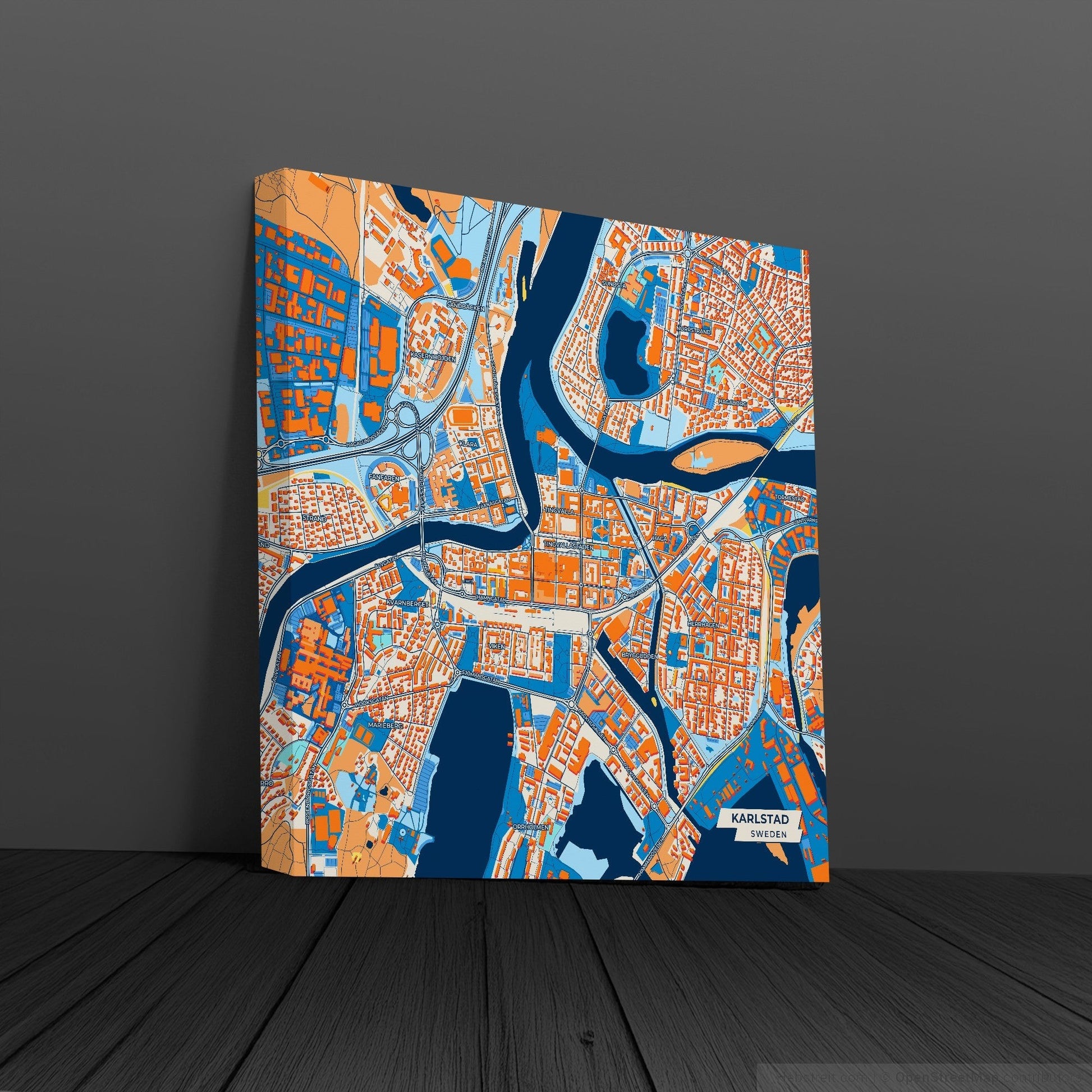 Karlstad Sweden Colorful City Map Canvas Print