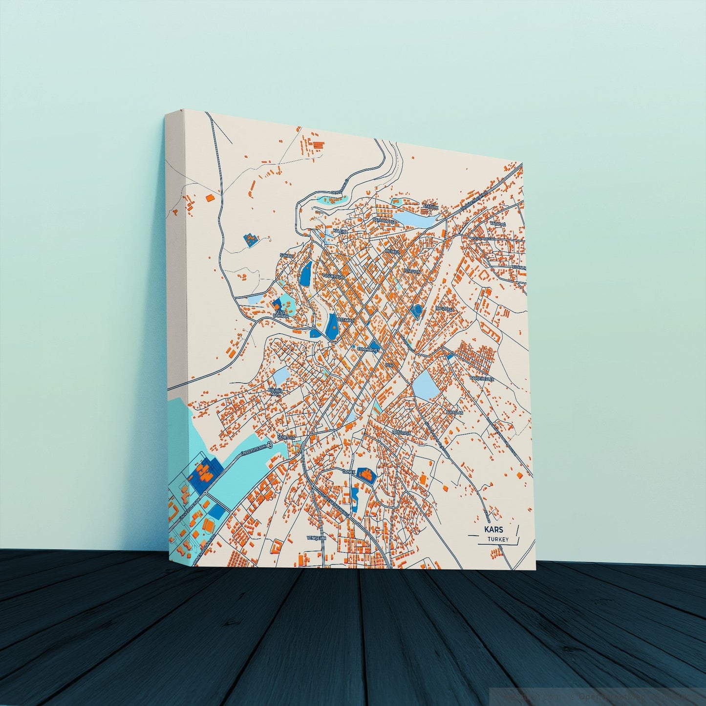 Kars Turkey Colorful City Map Canvas Print