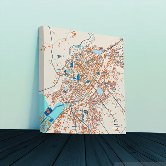 Kars Turkey Colorful City Map Canvas Print