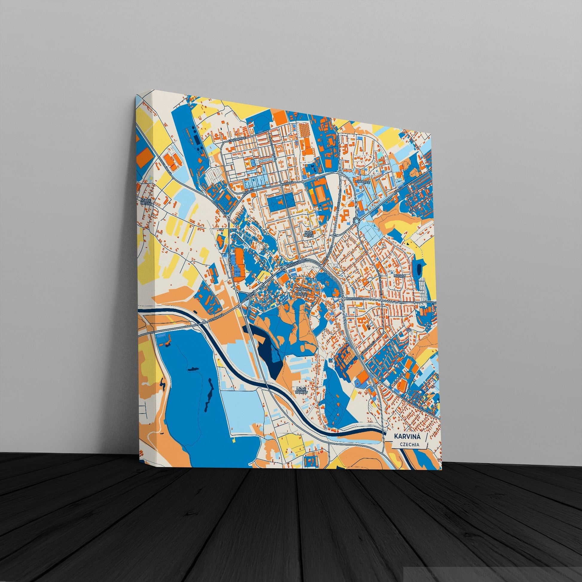 Karviná Czechia Colorful City Map Canvas Print
