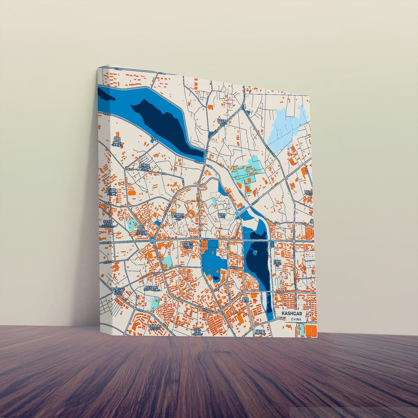 Kashgar China Colorful City Map Canvas Print