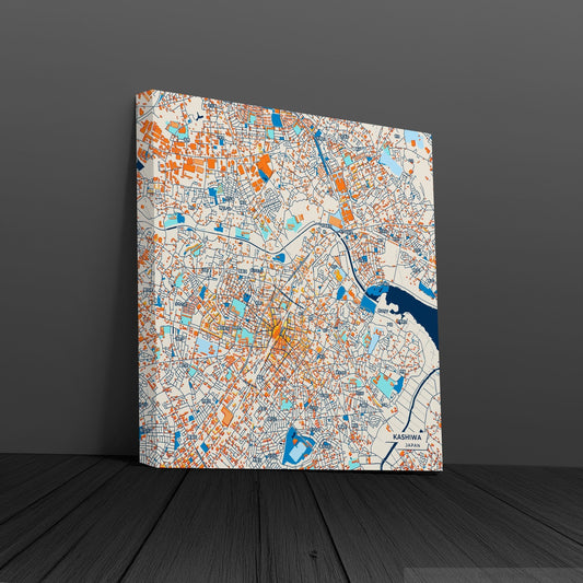 Kashiwa Japan Colorful City Map Canvas Print