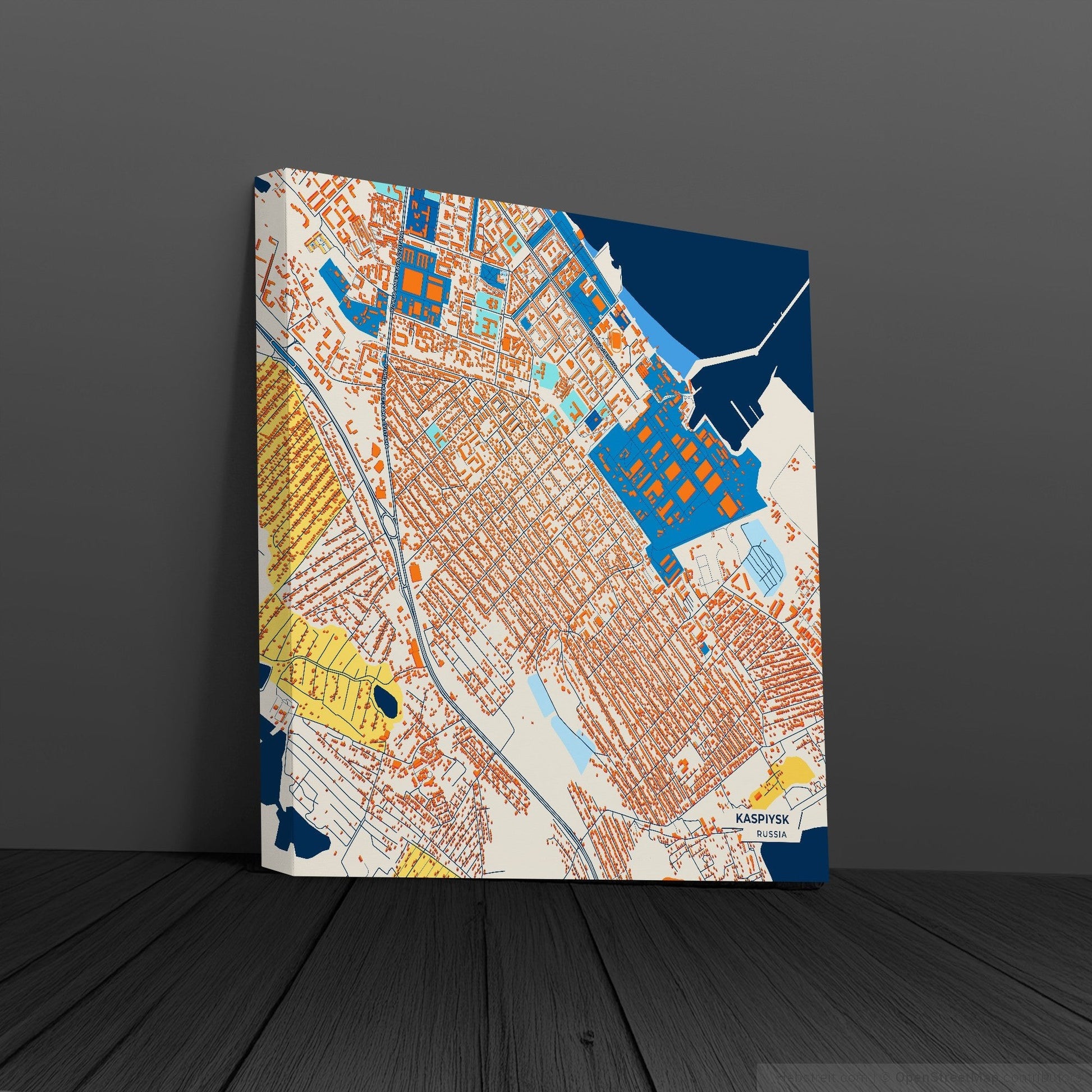 Каспийск Russia Colorful City Map Canvas Print