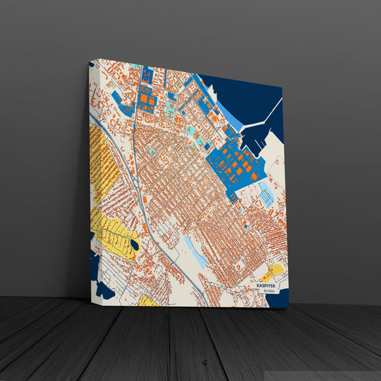 Каспийск Russia Colorful City Map Canvas Print