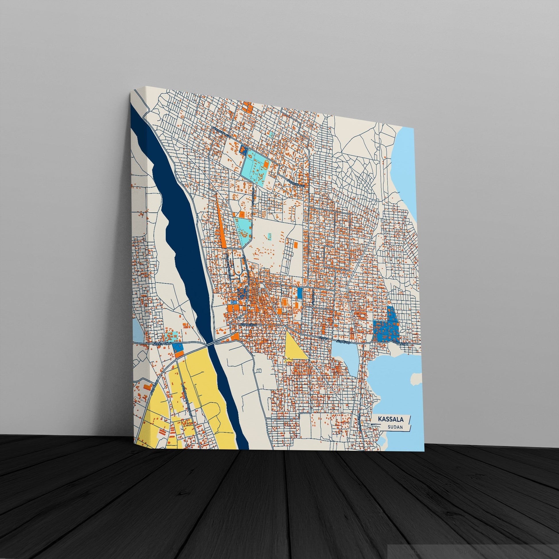 Kassala Sudan Colorful City Map Canvas Print