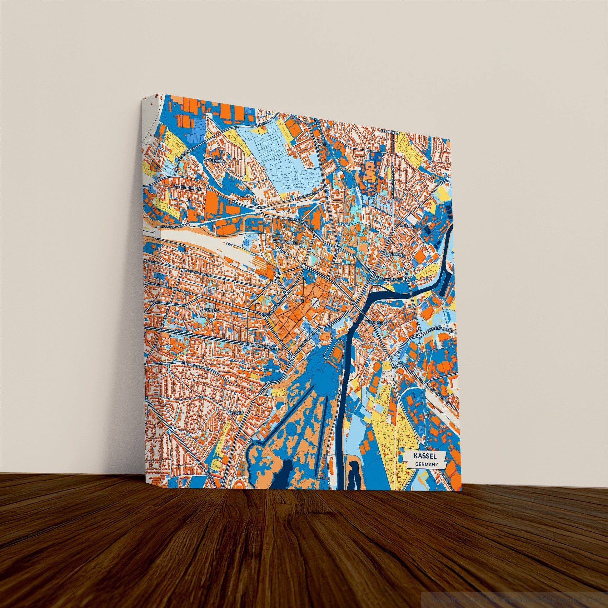 Kassel Germany Colorful City Map Canvas Print