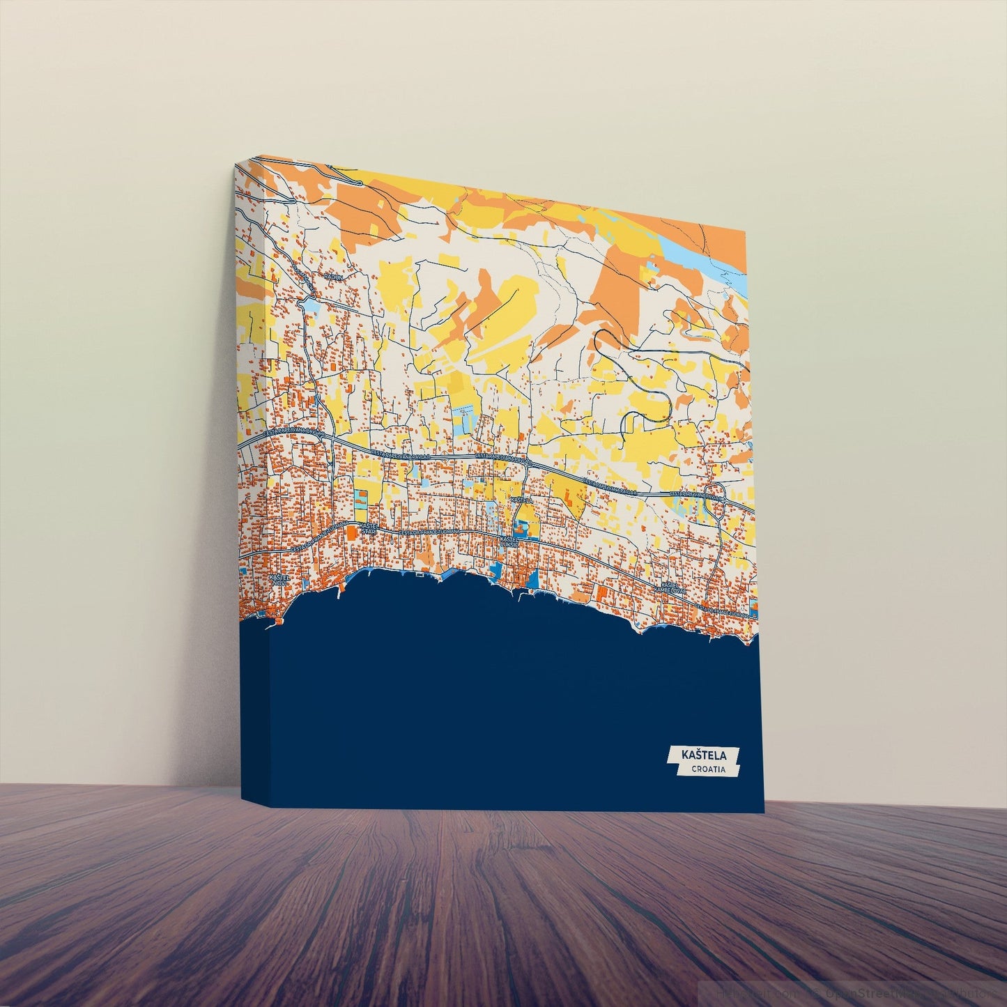 Kaštela Croatia Colorful City Map Canvas Print
