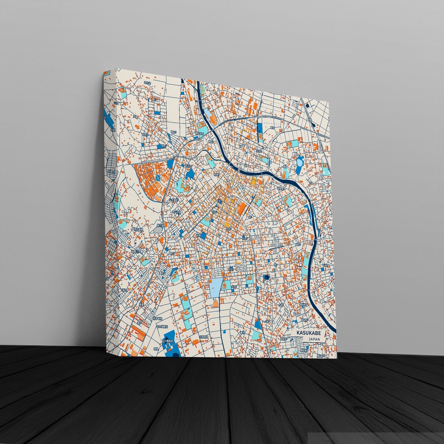 Kasukabe Japan Colorful City Map Canvas Print