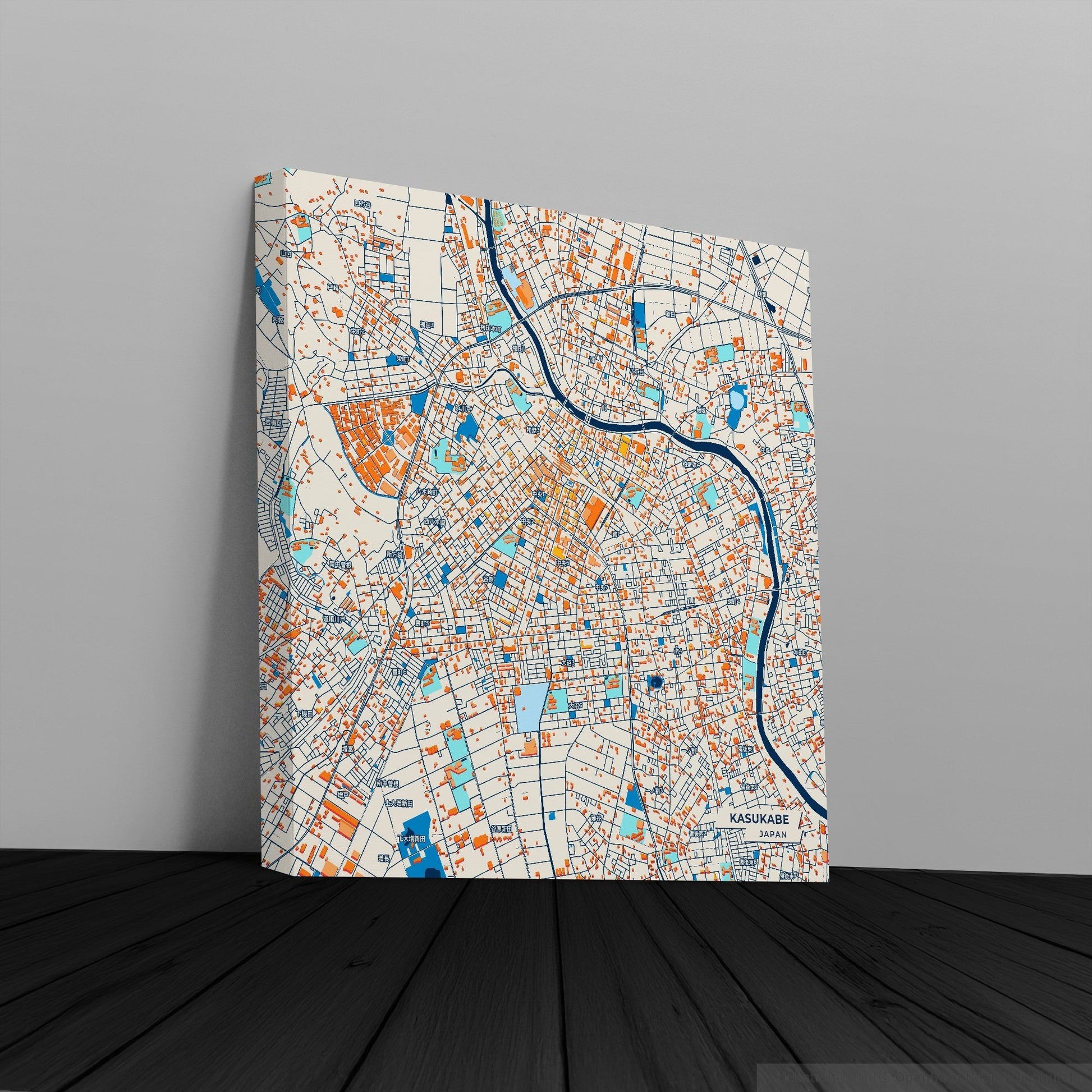 Kasukabe Japan Colorful City Map Canvas Print
