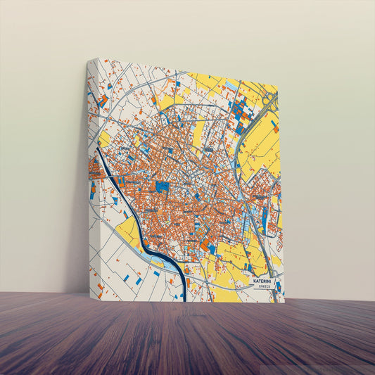 Κατερινη Greece Colorful City Map Canvas Print