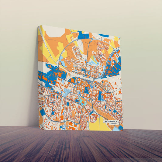 Katrineholm Sweden Colorful City Map Canvas Print