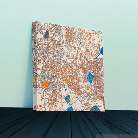 Katsina Nigeria Colorful City Map Canvas Print