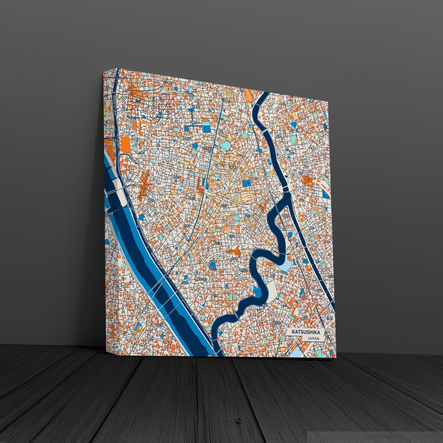 Katsushika Japan Colorful City Map Canvas Print