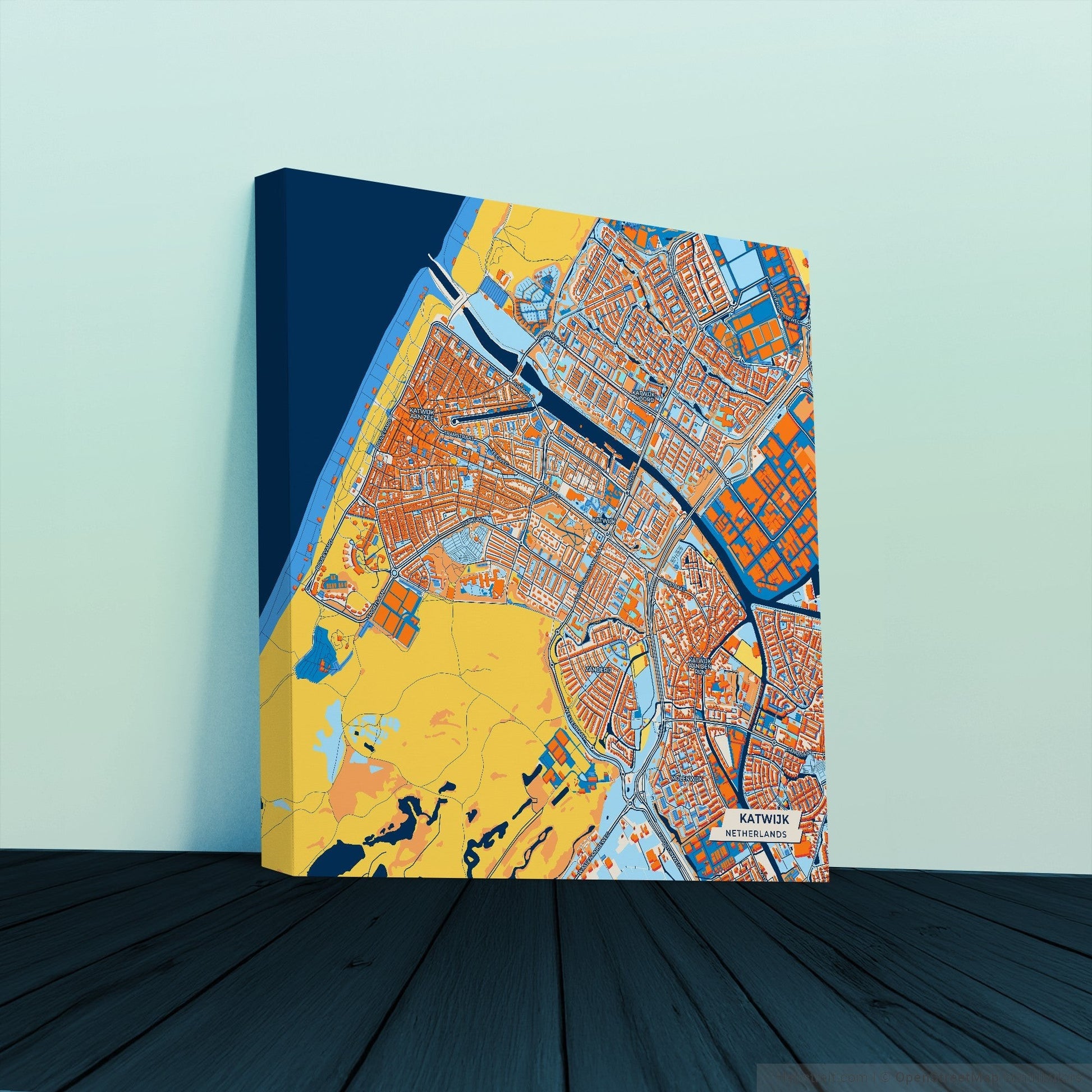Katwijk Netherlands Colorful City Map Canvas Print