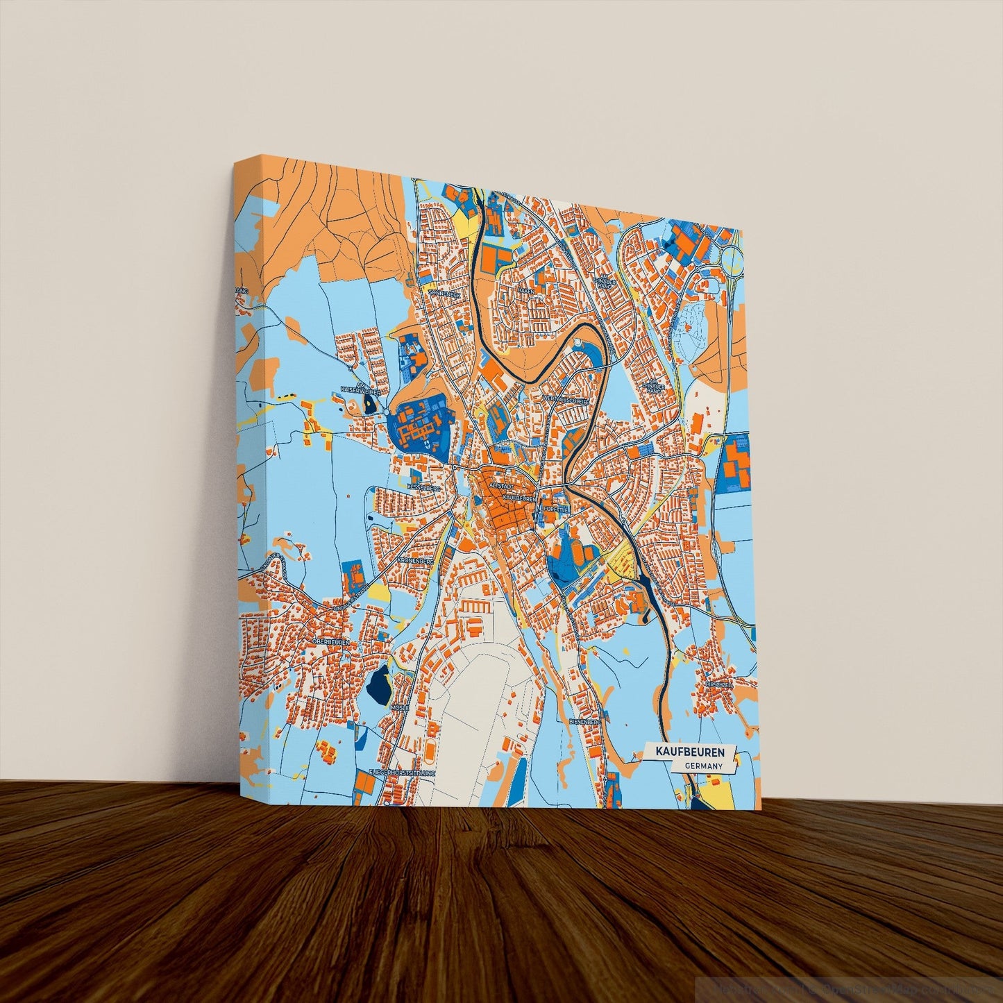 Kaufbeuren Germany Colorful City Map Canvas Print